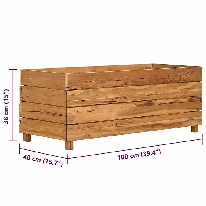 Furnicato Hochbeet - 100 x 40 x 38 cm, Holz, Braun - Rechteckiger Pflanzkasten aus Holz mit kurzen Beinen, 100x40x38 cm.
