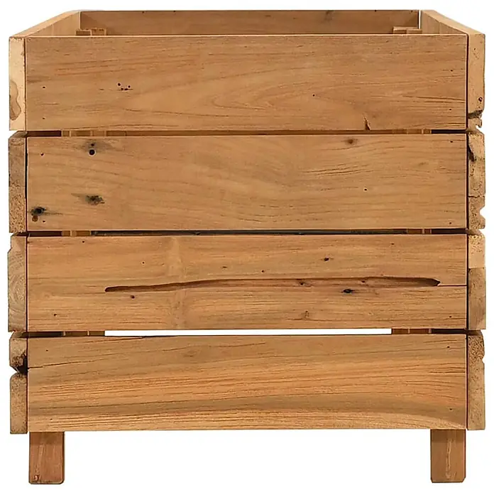 Furnicato Hochbeet - 100 x 40 x 38 cm, Holz, Braun - Rechteckiger Pflanzkasten aus hellbraunen Naturholzbrettern, mit Lattenabständen und kurzen Beinen.