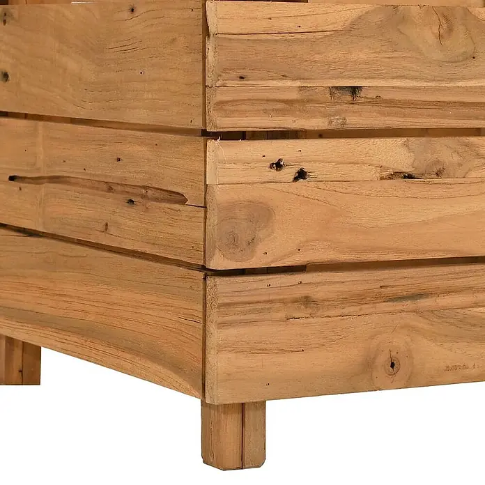 Furnicato Hochbeet - 100 x 40 x 38 cm, Holz, Braun - Rustikaler hellbrauner Holzlatten-Pflanzkasten auf kurzen Holzbeinen.