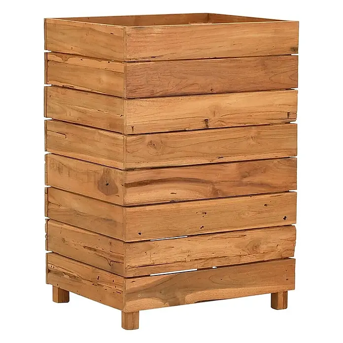 Furnicato Hochbeet - 50 x 40 x 72 cm, Holz, Braun - Rustikaler Blumenkasten aus Holz mit Lattenseiten, auf kurzen Beinen stehend.