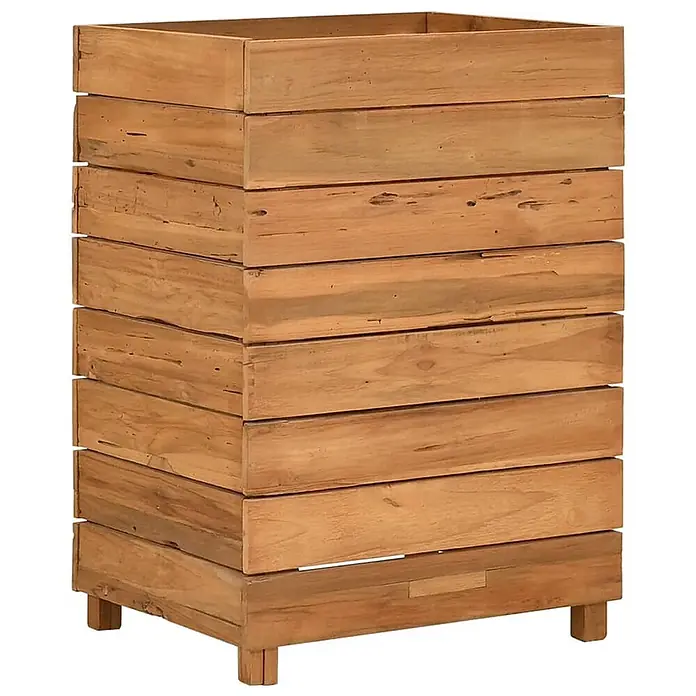 Furnicato Hochbeet - 50 x 40 x 72 cm, Holz, Braun - Rechteckiger hölzerner Pflanzkasten aus hellbraunen Latten, auf kleinen Füßen stehend.