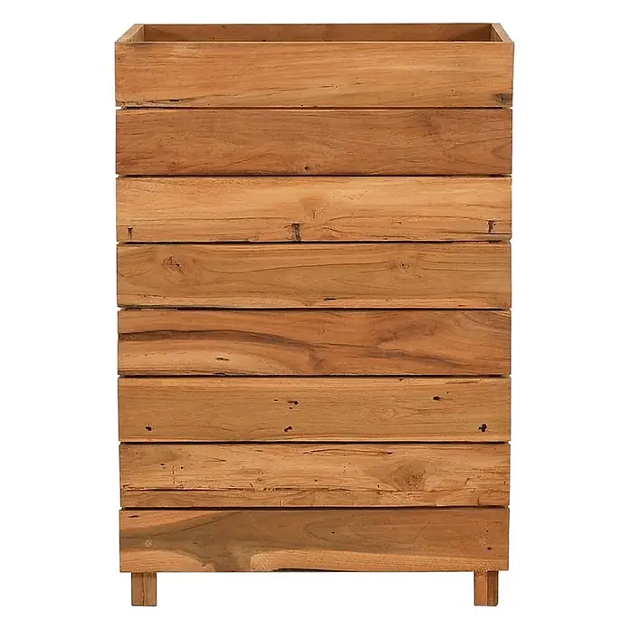 Furnicato Hochbeet - 50 x 40 x 72 cm, Holz, Braun - Rechteckiger Pflanzkübel aus Holzlamellen in Naturholzfarbe mit kleinen Füßen.