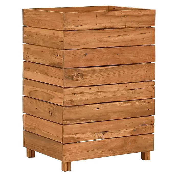 Furnicato Hochbeet - 50 x 40 x 72 cm, Holz, Braun - Hoher, quadratischer Pflanzkübel aus gestapelten Holzbohlen mit kleinen Füßen, in natürlicher Altholzoptik.