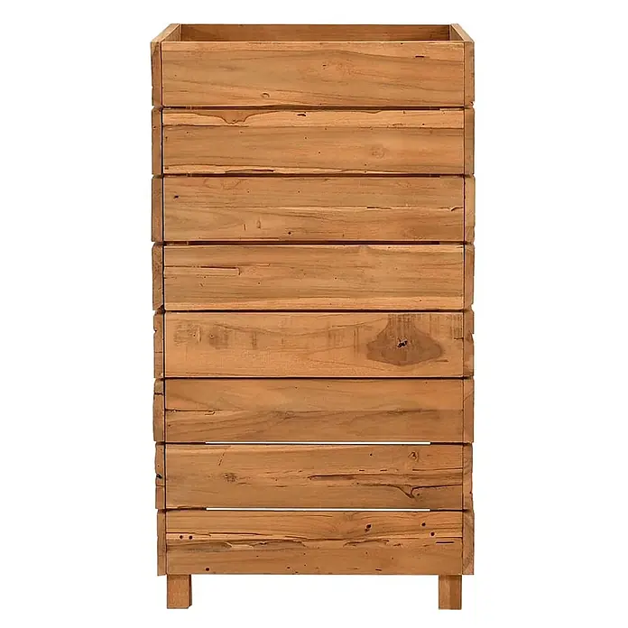 Furnicato Hochbeet - 50 x 40 x 72 cm, Holz, Braun - Pflanzkasten aus Lattenholz in Naturtönen, rechteckig, auf kurzen Füßen.