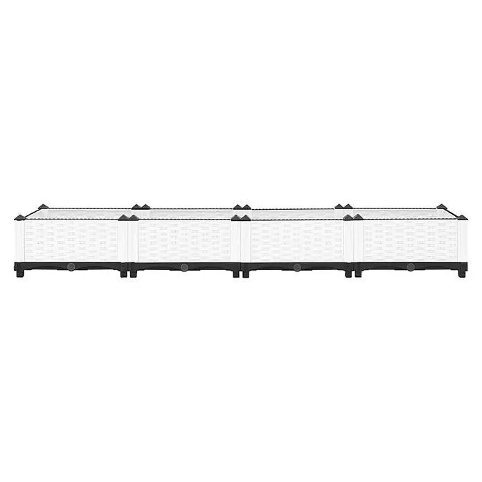 Furnicato Hochbeet - 160 x 40 x 23 cm, Kunststoff, Weiß - Langes, weißes, modulares Hochbeet mit dunklem Sockel und schräger Oberseite, ideal zum Pflanzen.