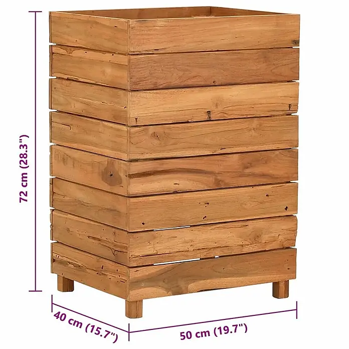 Furnicato Hochbeet - 50 x 40 x 72 cm, Holz, Braun - Hoher rechteckiger Holz-Pflanzkasten mit Lamellenwänden und kleinen Füßen.