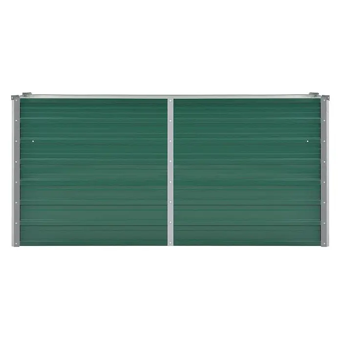 Furnicato Hochbeet - 160 x 40 x 77 cm, Stahl, Grün - Grüne Wellblech-Zaunplatte mit silbernem Rahmen.