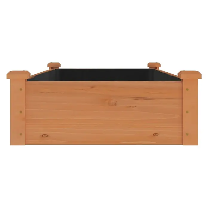 Furnicato Hochbeet - 60 x 120 x 25 cm, Holz, Braun - Rechteckiger hellbrauner Holzpflanzkübel mit schwarzer Innenauskleidung.