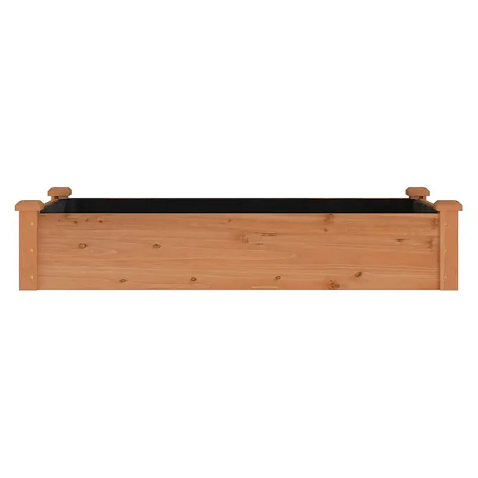 Furnicato Hochbeet - 60 x 120 x 25 cm, Holz, Braun - Hölzerner Blumenkasten in hellem Naturholzton mit schwarzer Innenfolie, geeignet für den Garten.