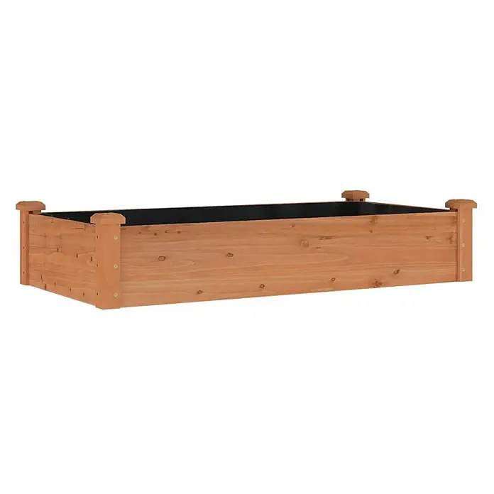 Furnicato Hochbeet - 60 x 120 x 25 cm, Holz, Braun - Ein rechteckiges Hochbeet aus Holz in hellem Naturholzton mit schwarzer Innenverkleidung.