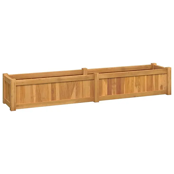 Furnicato Hochbeet - 30 x 150 x 25 cm, Holz, Braun - Zwei verbundene, lange, rechteckige Pflanzkästen aus hellem Holz.