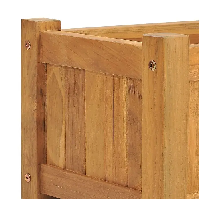 Furnicato Hochbeet - 30 x 150 x 25 cm, Holz, Braun - Hölzerner Pflanzkasten aus natürlichem Teakholz mit Lattenseiten und stabilen Eckpfosten.