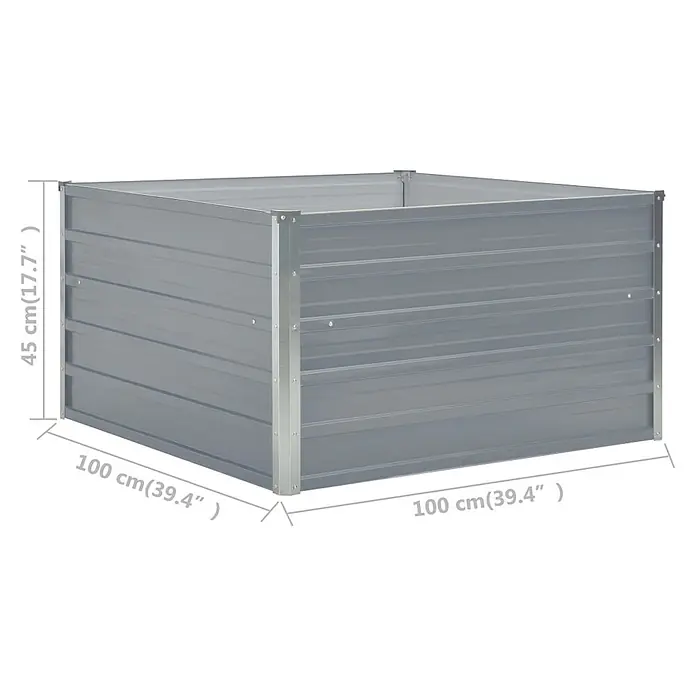Furnicato Hochbeet verzinkter Stahl - 100 x 100 x 45 cm, Metall, Grau - Quadratisches graues Wellblech-Hochbeet, Maße 100x100x45 cm.