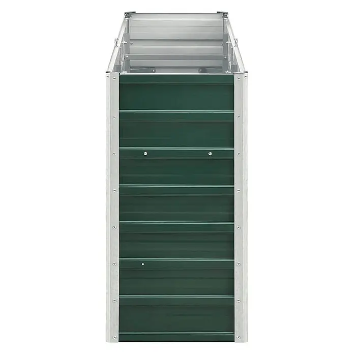 Furnicato Hochbeet - 240 x 40 x 77 cm, Stahl, Grün - Hohes, dunkelgrünes Hochbeet aus Wellblech mit silbernem Aluminiumrahmen.