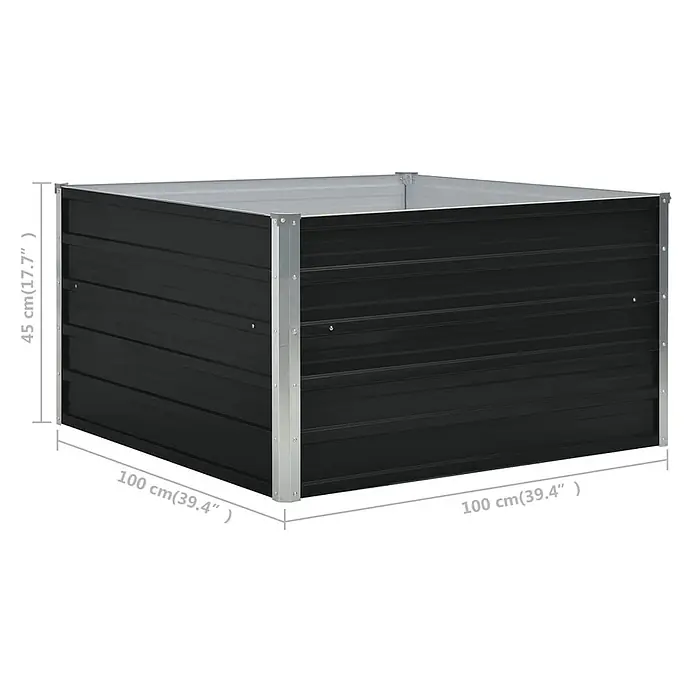 Furnicato Hochbeet - 100 x 100 x 45 cm, Metall, Anthrazit - Quadratisches schwarzes Hochbeet aus Metall zum Bepflanzen.