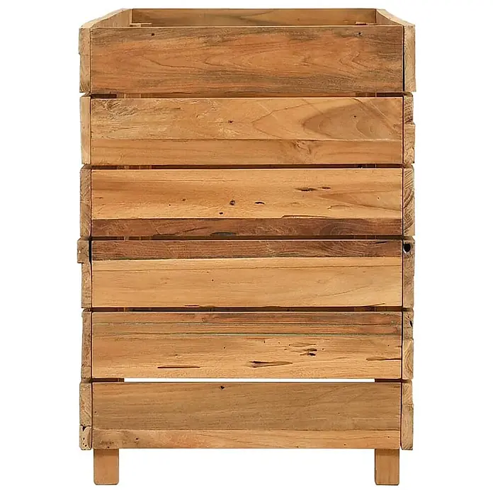Furnicato Hochbeet - 100 x 40 x 55 cm, Holz, Braun - Pflanzkasten aus natürlichem Teakholz mit horizontalen Latten.