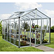 Vitavia Gewächshaus Zeus 10000 (3,89 x 2,56 x 2,5 m, Farbe: Aluminium, Einscheibensicherheitsglas (ESG), 3 mm)