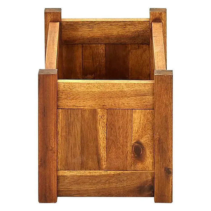 Furnicato Hochbeet - 25 x 50 x 25 cm, Holz, Braun - Quadratischer dunkelbrauner Holzkübel mit sichtbarer Holzmaserung.