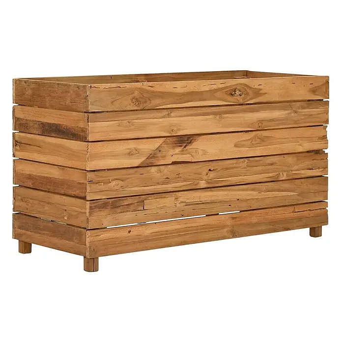 Furnicato Hochbeet - 100 x 40 x 55 cm, Holz, Braun - Rechteckiges Holz-Pflanzgefäß mit Lattenstruktur und kurzen Füßen.