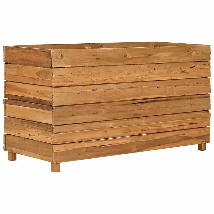 Furnicato Hochbeet - 100 x 40 x 55 cm, Holz, Braun - Rechteckiger, brauner Pflanzkasten aus Holzlamellen auf kurzen Beinen.
