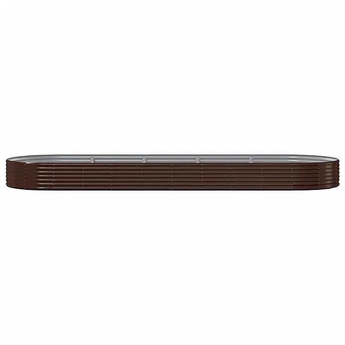Furnicato Hochbeet - 450 x 140 x 36 cm, Stahl, Braun - Langes, ovales, braunes Hochbeet aus Wellblech mit silbernem Oberrand.