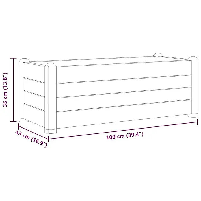 Furnicato Hochbeet - 100 x 43 x 35 cm, Kunststoff, Grau - Rechteckiger Pflanzkasten aus Holz mit horizontalen Latten, ideal für den Garten.