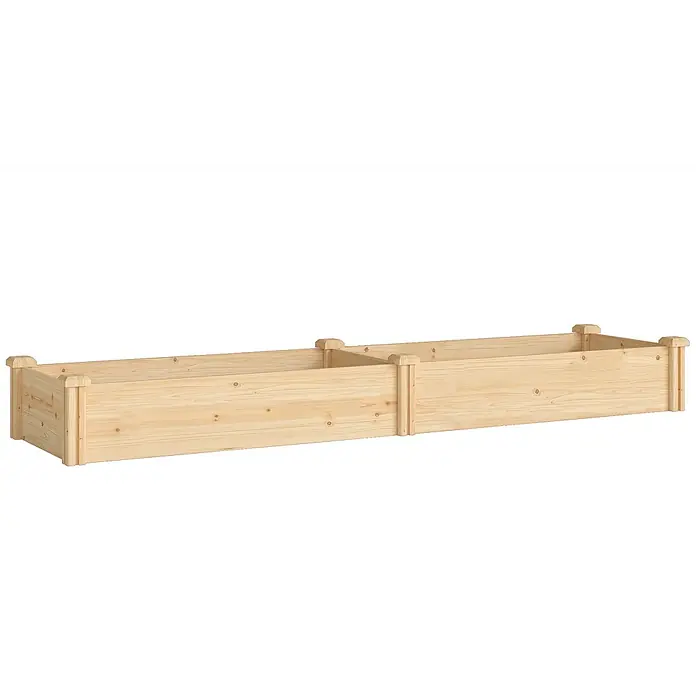 Furnicato Hochbeet - 235 x 66 x 26 cm, Holz, Naturholz - Langes, modulares Hochbeet aus hellem Naturholz, perfekt für Pflanzen oder Gemüse.