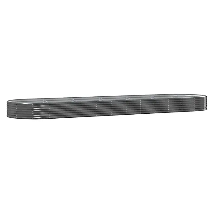 Furnicato Hochbeet oval, verzinkter Stahl, Anthrazit, 523x140x36 cm -  - Langer, ovaler Hochbeet aus geriffeltem dunkelgrauem Metall mit Innenstreben.