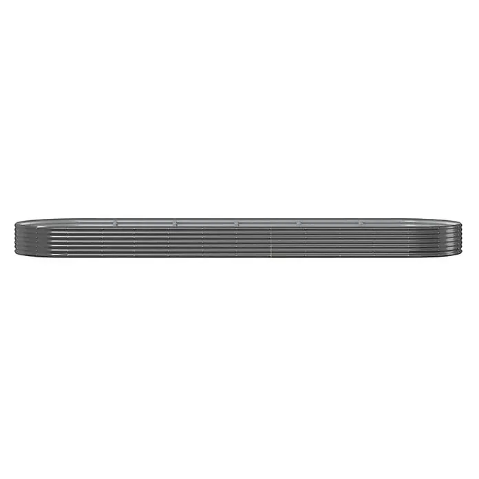 Furnicato Hochbeet oval, verzinkter Stahl, Anthrazit, 523x140x36 cm -  - Langes, schmales Hochbeet aus geriffeltem grauem Metall.