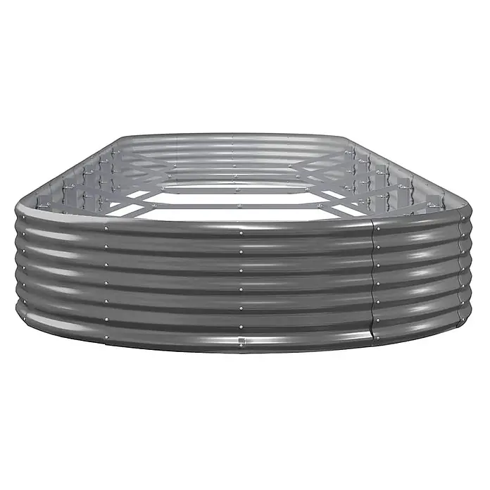 Furnicato Hochbeet oval, verzinkter Stahl, Anthrazit, 523x140x36 cm -  - Graues, gewelltes Metall-Hochbeet mit Innenstreben.