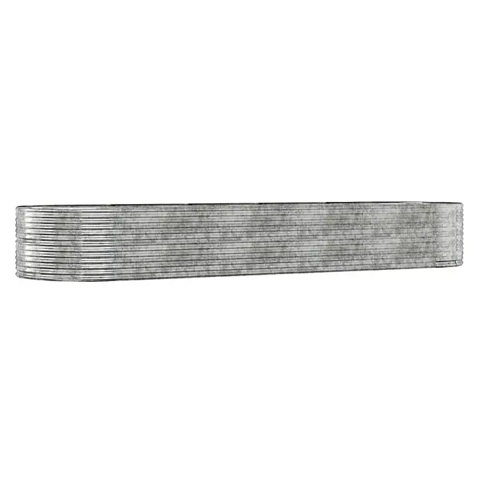 Furnicato Hochbeet - 447 x 447 x 68 cm, Stahl, Silber - Langes rechteckiges Hochbeet aus gewelltem verzinktem Stahl.