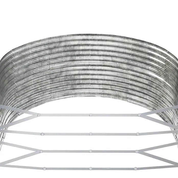 Furnicato Hochbeet - 447 x 447 x 68 cm, Stahl, Silber - Gekrümmter Fensterlichtschacht aus verzinktem Stahl mit mehrstufigem Metallschutzgitter.