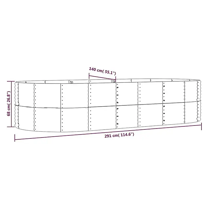 Furnicato Hochbeet - 291 x 140 x 68 cm, Stahl, Braun - Ovales Metall-Hochbeet mit Maßen: 291 cm L x 140 cm B x 68 cm H.