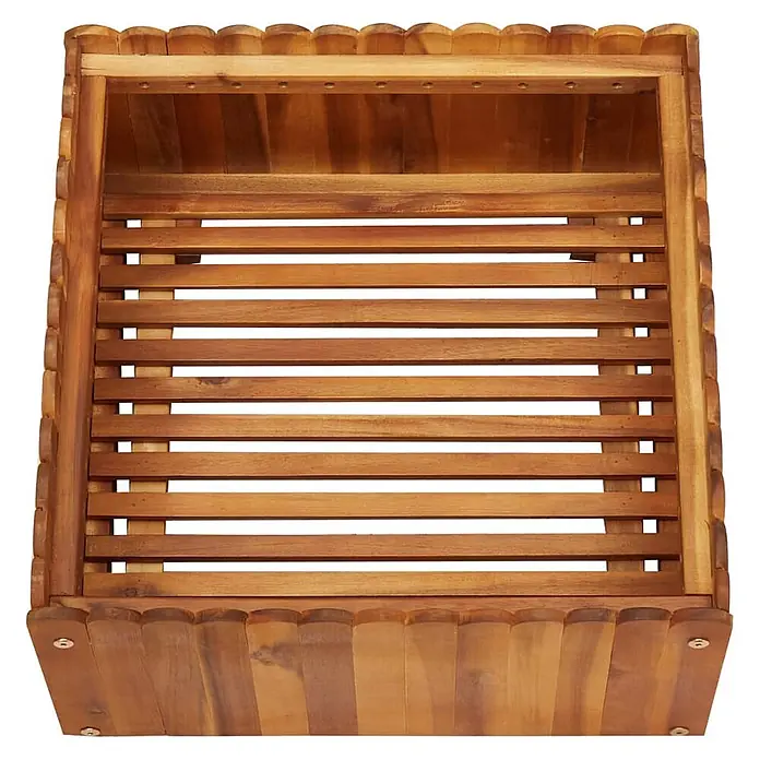 Furnicato Hochbeet - 50 x 50 x 25 cm, Holz, Braun - Brauner Latten-Wandpflanzer aus Holz mit Muschelboden.