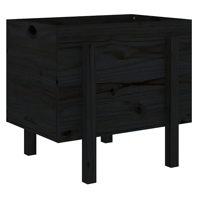 Furnicato Hochbeet - 50 x 62 x 57 cm, Holz, Schwarze Kiefer - Dunkel lasiertes, rechteckiges Holzhochbeet mit vier Stützbeinen.