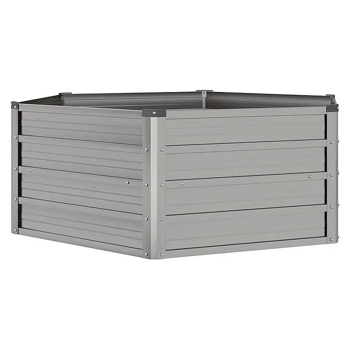 Furnicato Hochbeet - 129 x 129 x 45 cm, Stahl, Braun - Graues Hochbeet aus Metall, quadratische Form, zum Pflanzen.