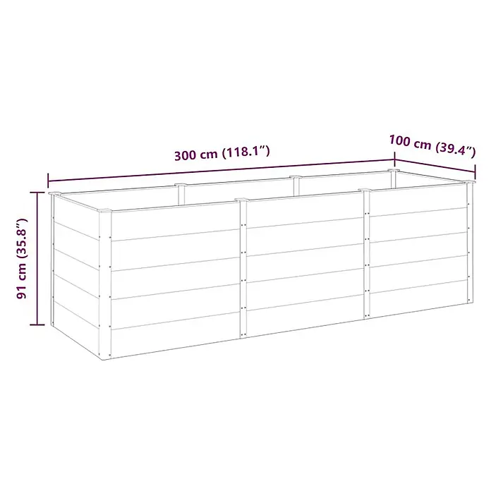 Furnicato Hochbeet - 100 x 300 x 91 cm, Verbundwerkstoff, Grau - Ein helles Hochbeet aus Holz mit den Maßen 300x100x91 cm.