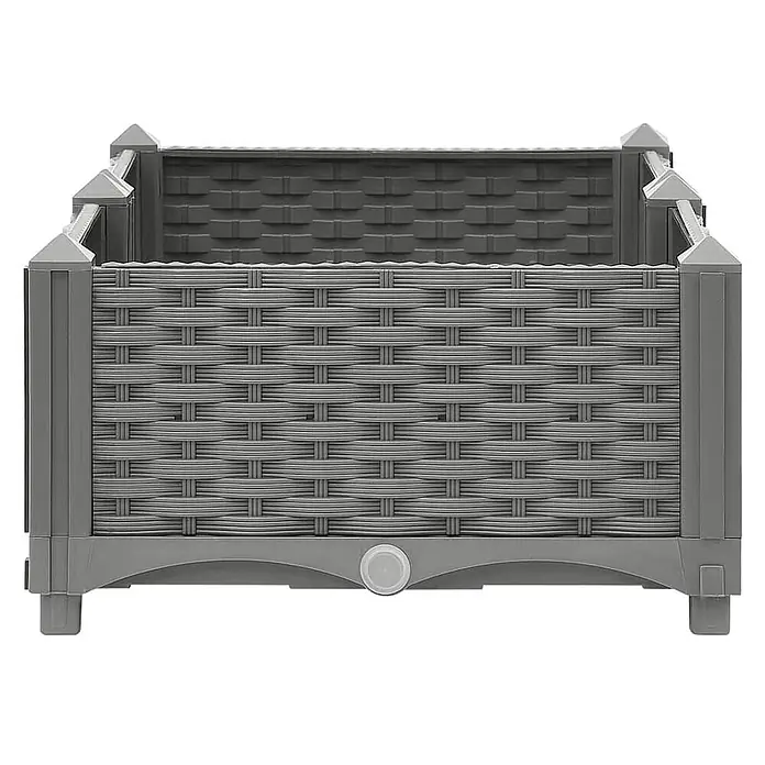 Furnicato Hochbeet - 80 x 40 x 23 cm, Kunststoff, Hellgrau - Graues Hochbeet aus Kunststoff in geflochtener Rattan-Optik.