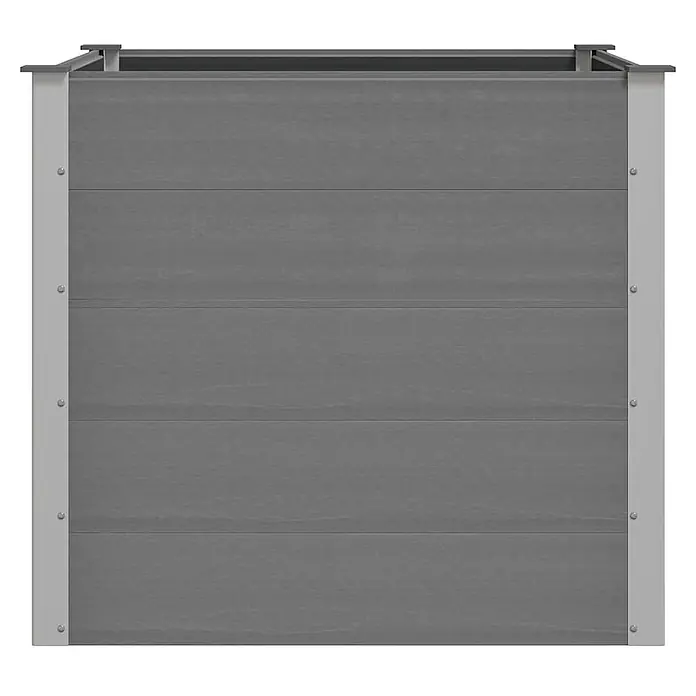 Furnicato Hochbeet - 100 x 100 x 91 cm, Verbundwerkstoff, Grau - Graues WPC-Hochbeet mit horizontalen Verbundplatten und Metallrahmen.