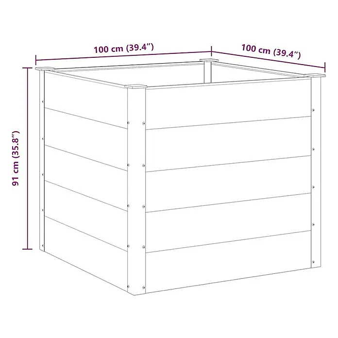 Furnicato Hochbeet - 100 x 100 x 91 cm, Verbundwerkstoff, Grau - Quadratisches Hochbeet, 100x100x91 cm, mit Lamellenwänden zum Bepflanzen.