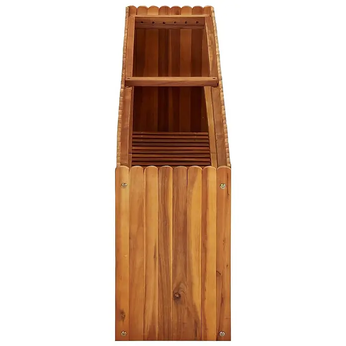 Furnicato Hochbeet - 150 x 30 x 50 cm, Holz, Braun - Hoher, schmaler Holzpflanzer mit gewelltem Rand und lamellenförmigen Innenfächern.