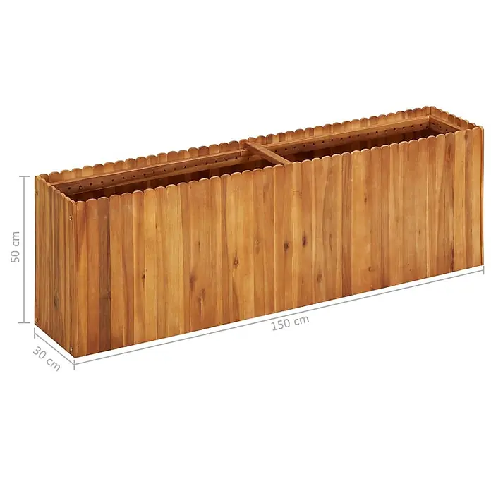 Furnicato Hochbeet - 150 x 30 x 50 cm, Holz, Braun - Rechteckiger Holz-Pflanzkasten mit geschwungenem Oberrand, Maße 150x50x30 cm.