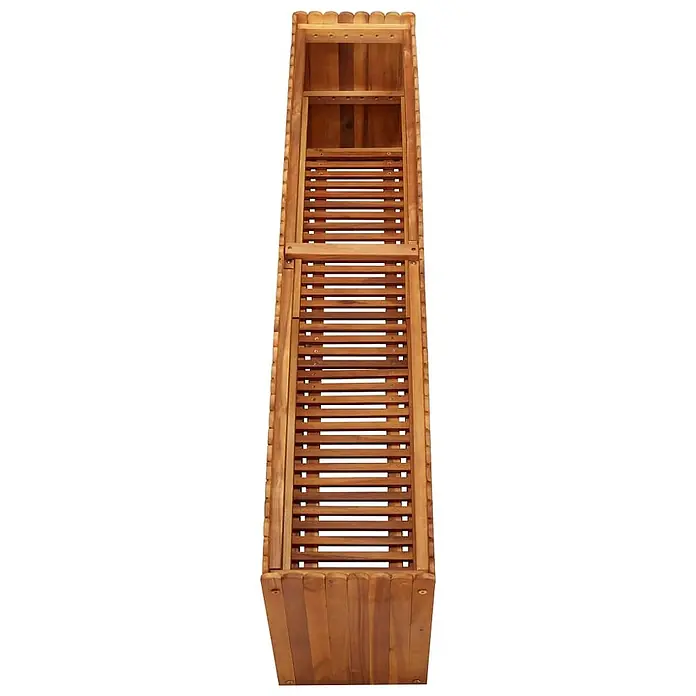 Furnicato Hochbeet - 150 x 30 x 50 cm, Holz, Braun - Langes, rechteckiges braunes Holzpflanzgefäß mit Lattenrost-Design und zwei internen Ebenen.