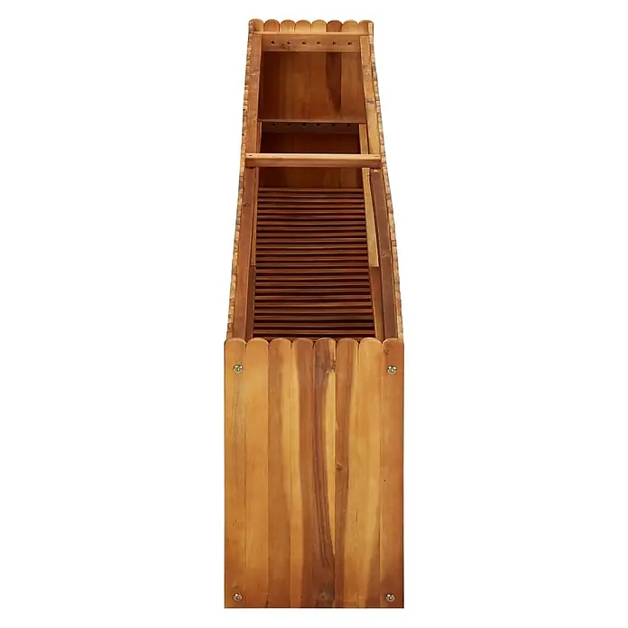 Furnicato Hochbeet - 200 x 30 x 50 cm, Holz, Braun - Hellbraunes Holzwäschebrett mit geriffelter Waschfläche und gewelltem oberen Rand.