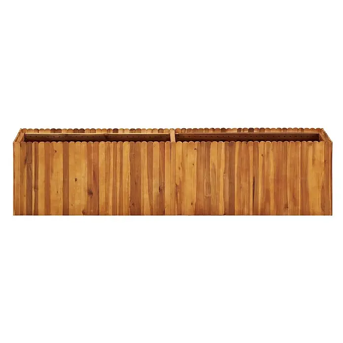 Furnicato Hochbeet - 200 x 30 x 50 cm, Holz, Braun - Langes Pflanzgefäß aus Holz mit vertikalen Latten und abgerundeten Oberseiten, zweigeteilt.
