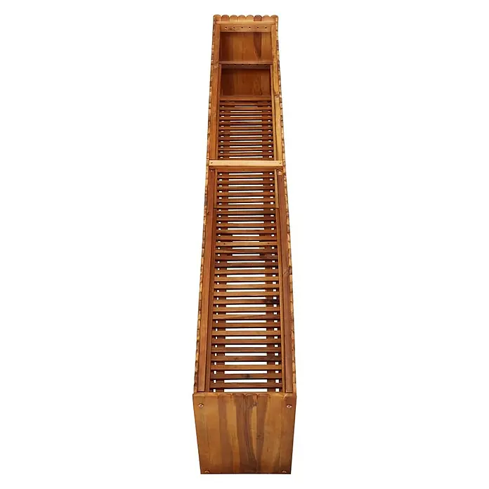 Furnicato Hochbeet - 200 x 30 x 50 cm, Holz, Braun - Langer, schmaler brauner Holzschrank mit Lattenfächern.