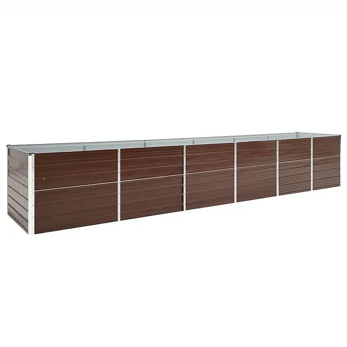 Furnicato Hochbeet - 480 x 80 x 77 cm, Stahl, Braun - Langes, rechteckiges braunes Metall-Hochbeet für den Garten.
