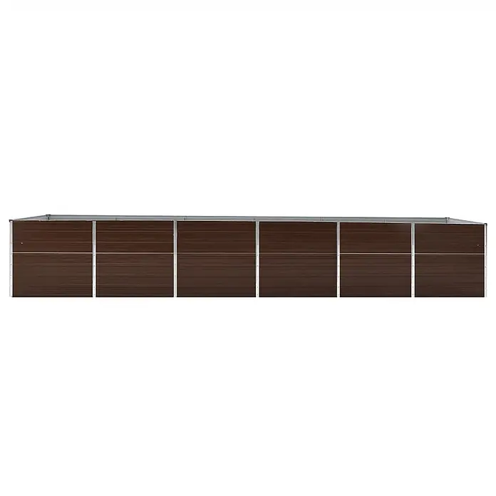 Furnicato Hochbeet - 480 x 80 x 77 cm, Stahl, Braun - Rechteckiges Hochbeet aus braunen gerippten Metallplatten mit silbernem Rahmen.