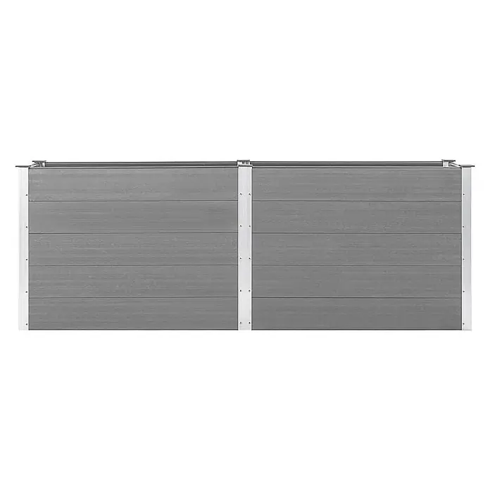 Furnicato Hochbeet - 50 x 250 x 91 cm, Verbundwerkstoff, Grau - Modulares Hochbeet aus grauem WPC mit weißen Metallrahmen.