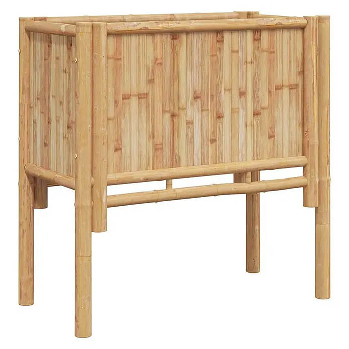 Furnicato Hochbeet - 70 x 35 x 70 cm, Naturmaterialien, Braun - Erhöhter Bambus-Pflanzkasten in natürlicher hellbrauner Ausführung.